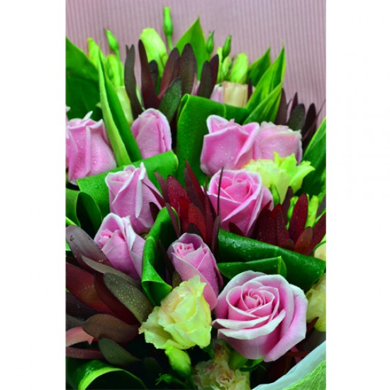 One Dozen Special Pink Color Roses Bouquet, Sleeping Queen  Valentines Day